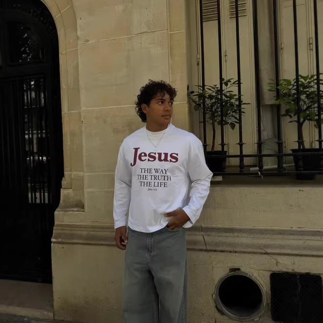 Jesus Is The Way HoodieT-Shirt With A Crew Neck And Long Sleeves