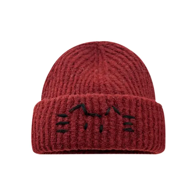 Cute Line design Cat Knitted Hat For Womenkeeps You Warm In Fall And Winter Red - Shop at LoveMi