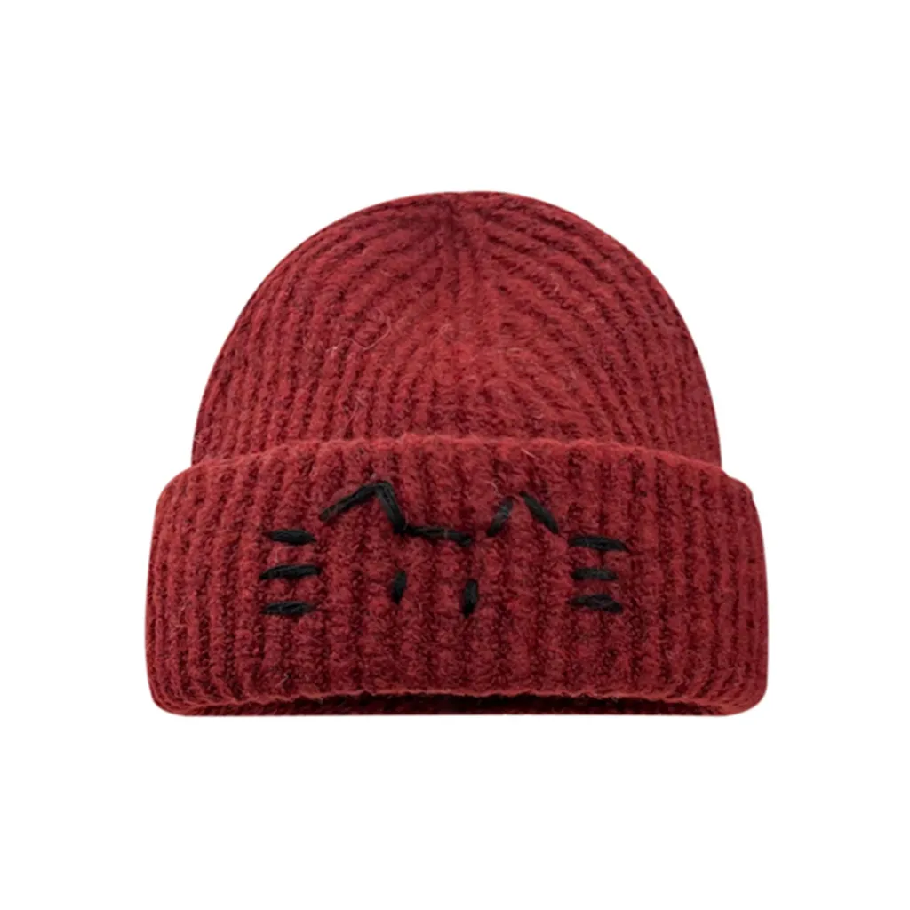 Cute Line-design Cat Knitted Hat For Womenkeeps You Warm In Fall And Winter - Red
