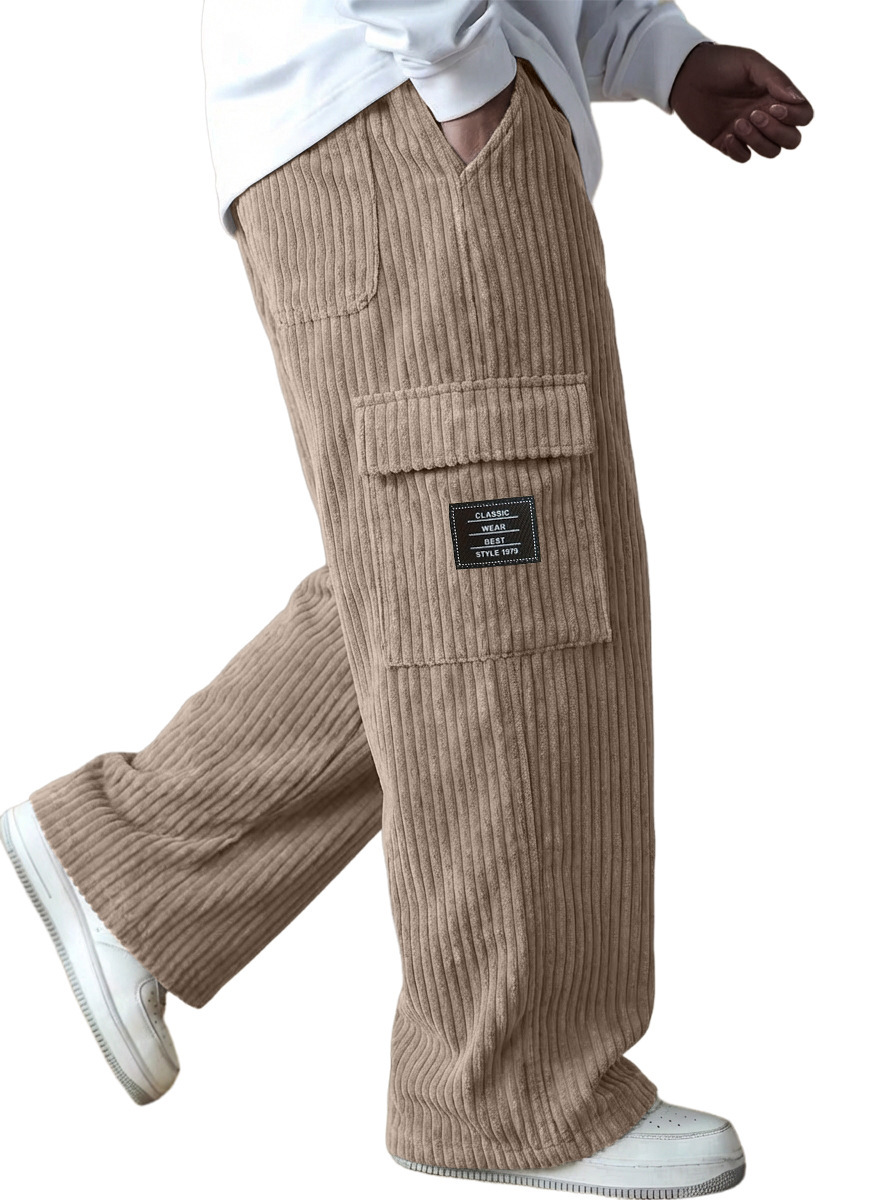 American-style Vintage Vertical-striped Corduroy Mens Casual Workwear Pants