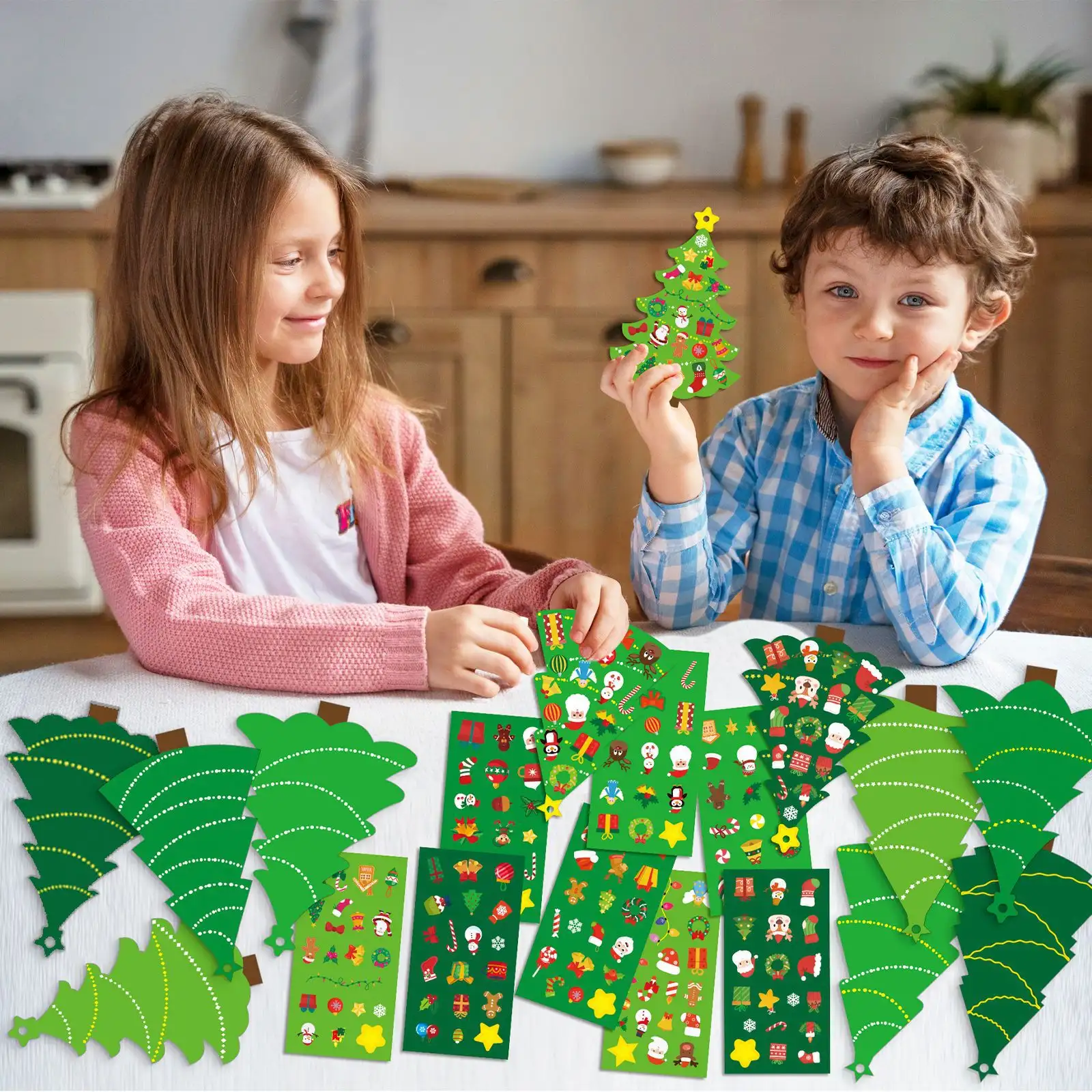 Cartoon Christmas Tree-themed Holiday Cards And Stickers