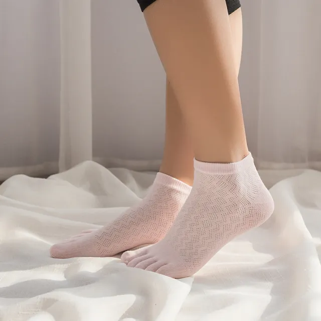 Women's Thin Summer Pure Cotton Toe Socks Plain Toe Socks Pink - Shop at LoveMi