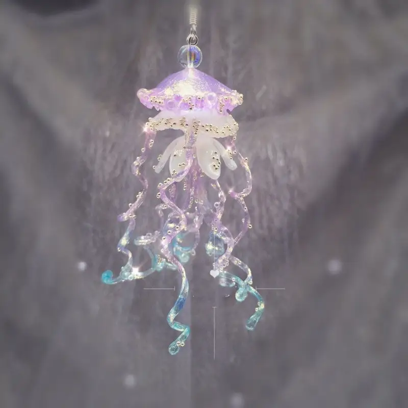 Three-dimensional Exaggerated Sweet Potato Purple Blue Jellyfish Earrings