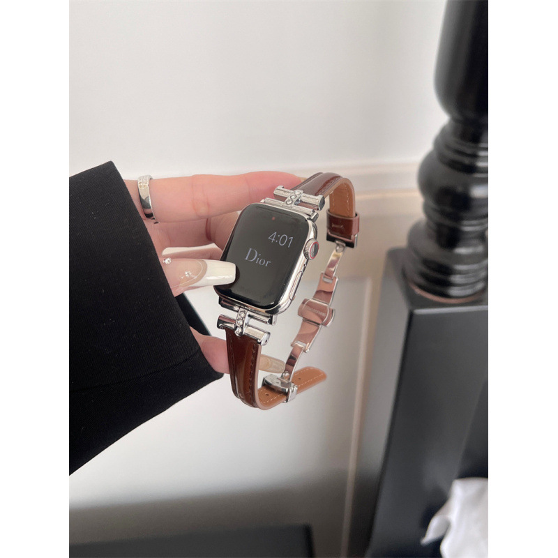 Diamond-embellished Leather Watch Strap 10