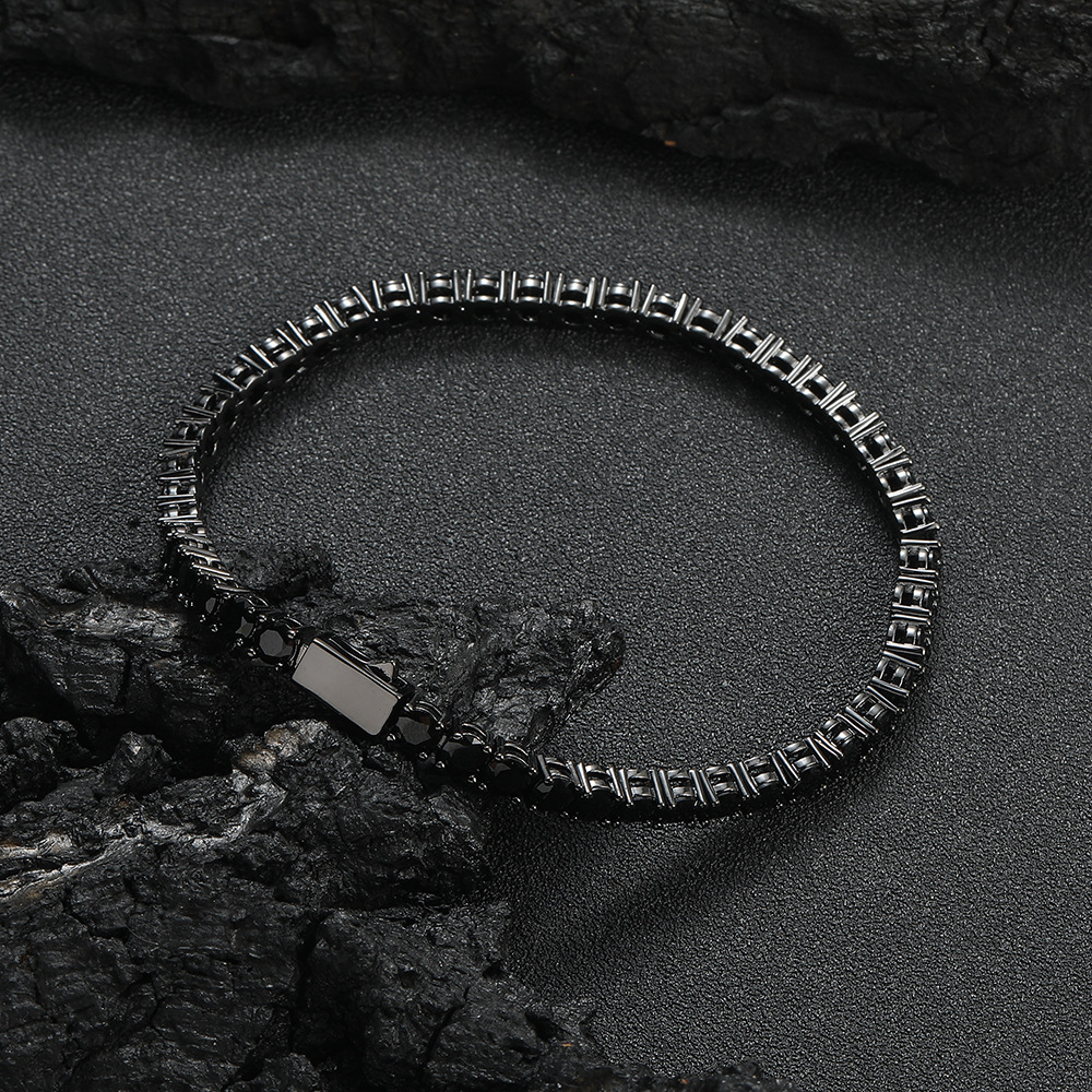 European And American Hip-hop Jewelry Spring-clasp Black Tennis Bracelet