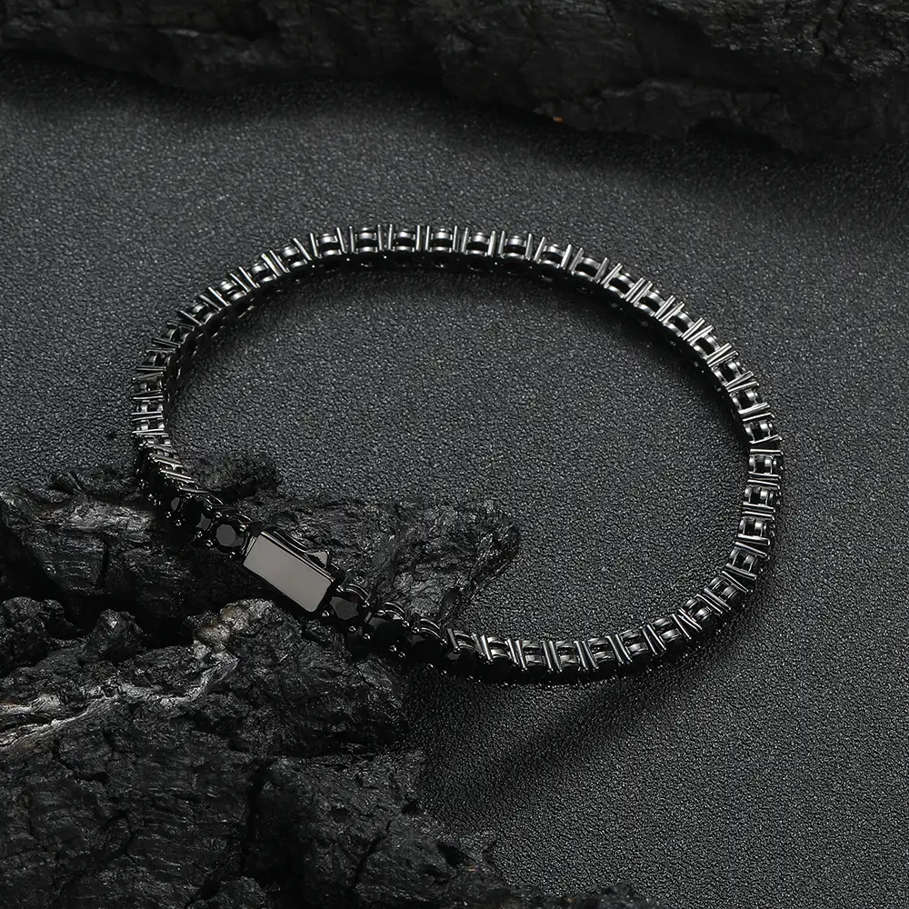 European And American Hip-hop Jewelry Spring-clasp Black Tennis Bracelet
