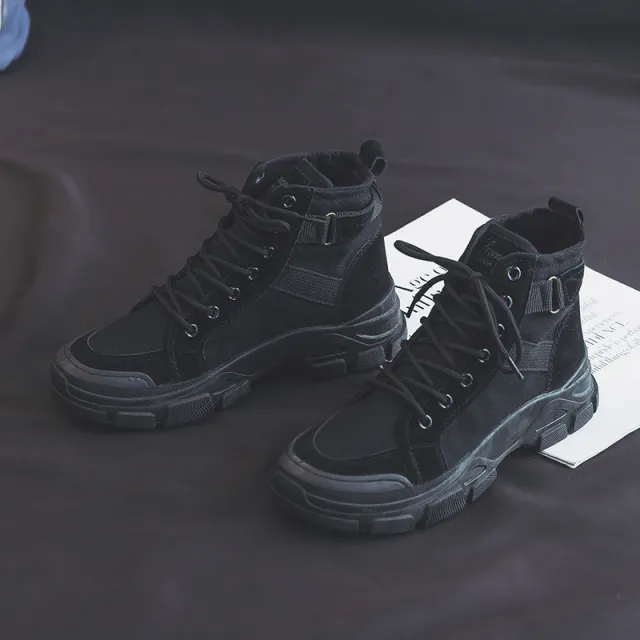 Popular Retro Workwear Platform Ankle Boots Black - Shop at LoveMi