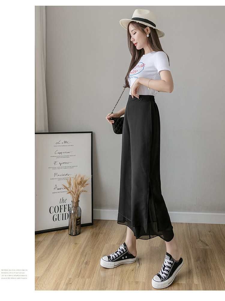 Title 8, High Waist Loose Ninth Hakama Pants Drape Chiff...