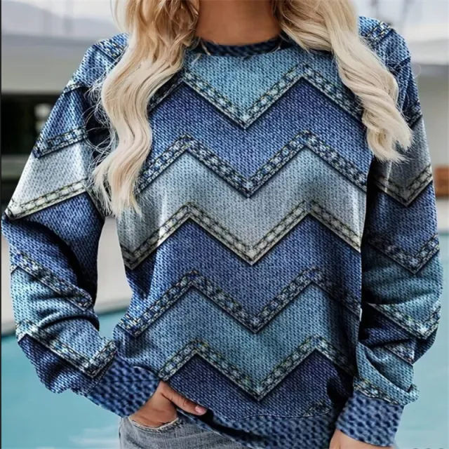 Round Neck Long Sleeve Casual Sweatshirt Loose Plus Size Print Zp Women'S Sweater 13 3 Xs - Shop at LoveMi