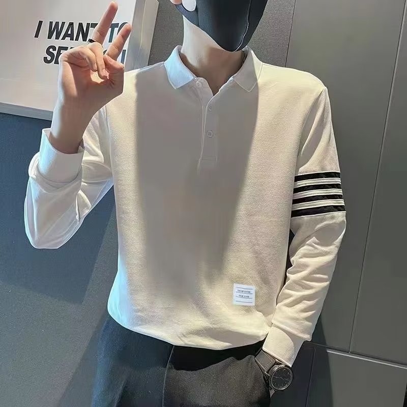 Men's Spring Sweater And Autumn Long Fur Collar T-shirt Bottoming Shirt