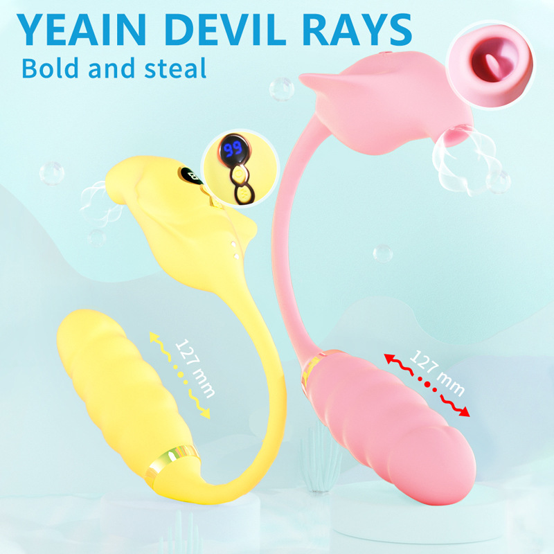 Women's Manta Ray Telescopic Sucking Vibrator Toy 12