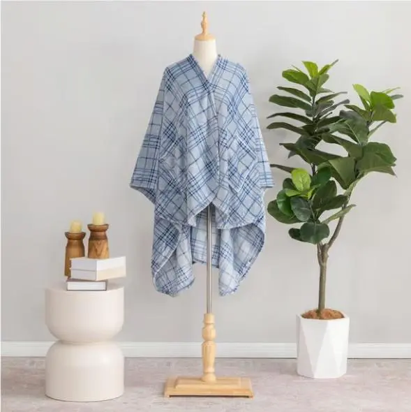 Plaid Scarf Women's Warm Striped Shawl Blue - Shop at LoveMi