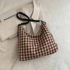Plaid Large Capacity Commute Leisure Simple Backpack - Khaki - View 1