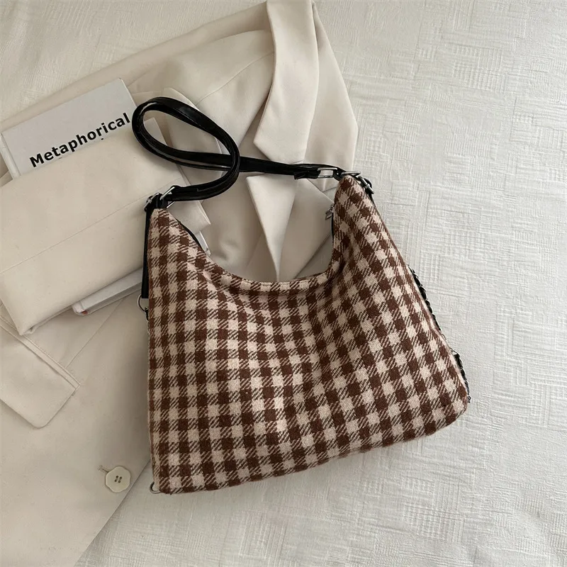 Plaid Large Capacity Commute Leisure Simple Backpack - Khaki