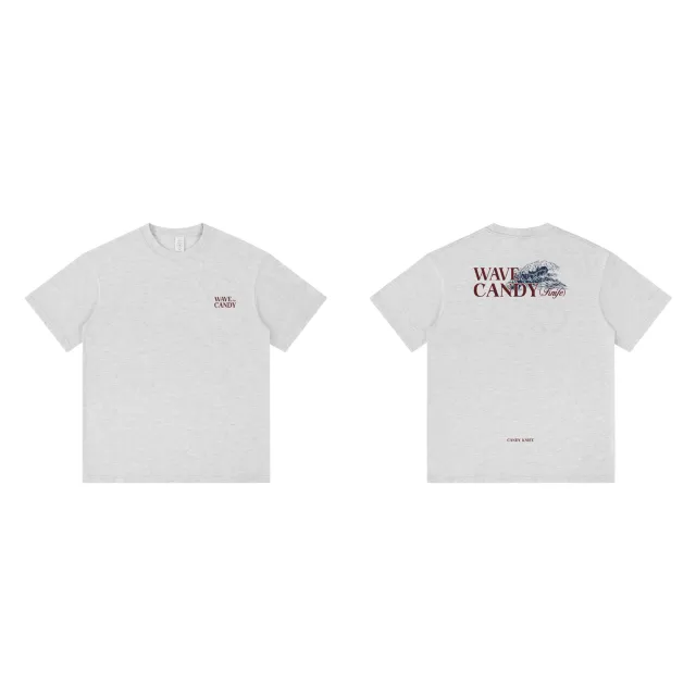 American Retro Wave Printed Heavy Short Sleeve Gray - Shop at LoveMi