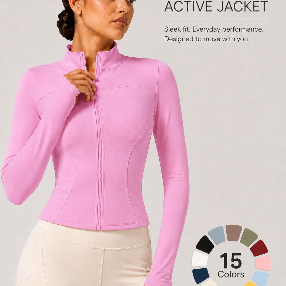Stand-up Collar Form-fitting Sports Jacket