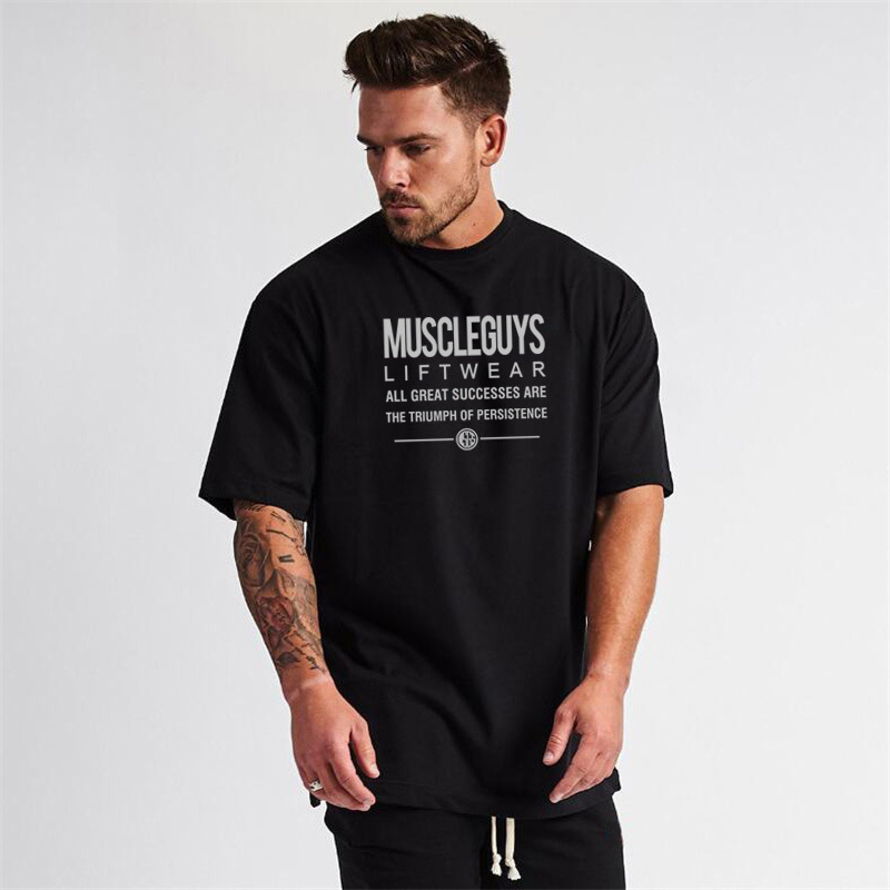 Front view of black tee with print