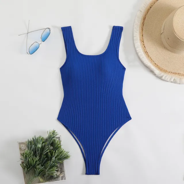 One piece Solid Color Women's Covering Belly Thin Bikini Swimsuit Blue - Shop at LoveMi