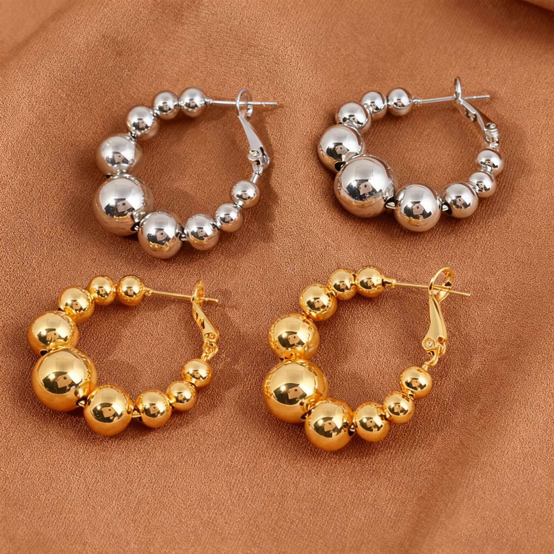 Round Ball Earrings In Gold And Silver Light Luxury And Minimalist Design