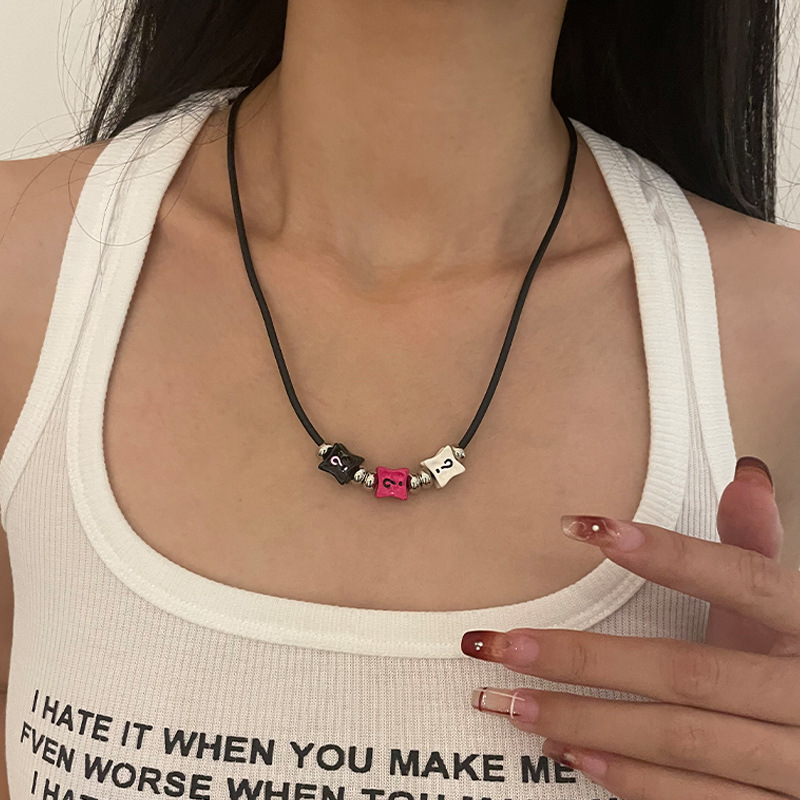 Square Sugar Symbol Necklace Female Sweet Cool Personality