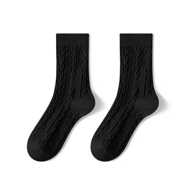 Autumn And Winter Mid calf Boneless Thickened Solid Color Women's Cotton Socks Black - Shop at LoveMi