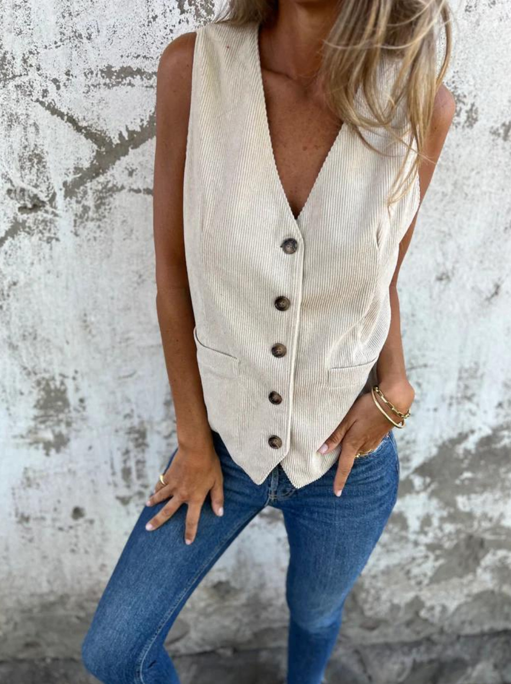 Solid Color Sleeveless Loose Casual Top Vest