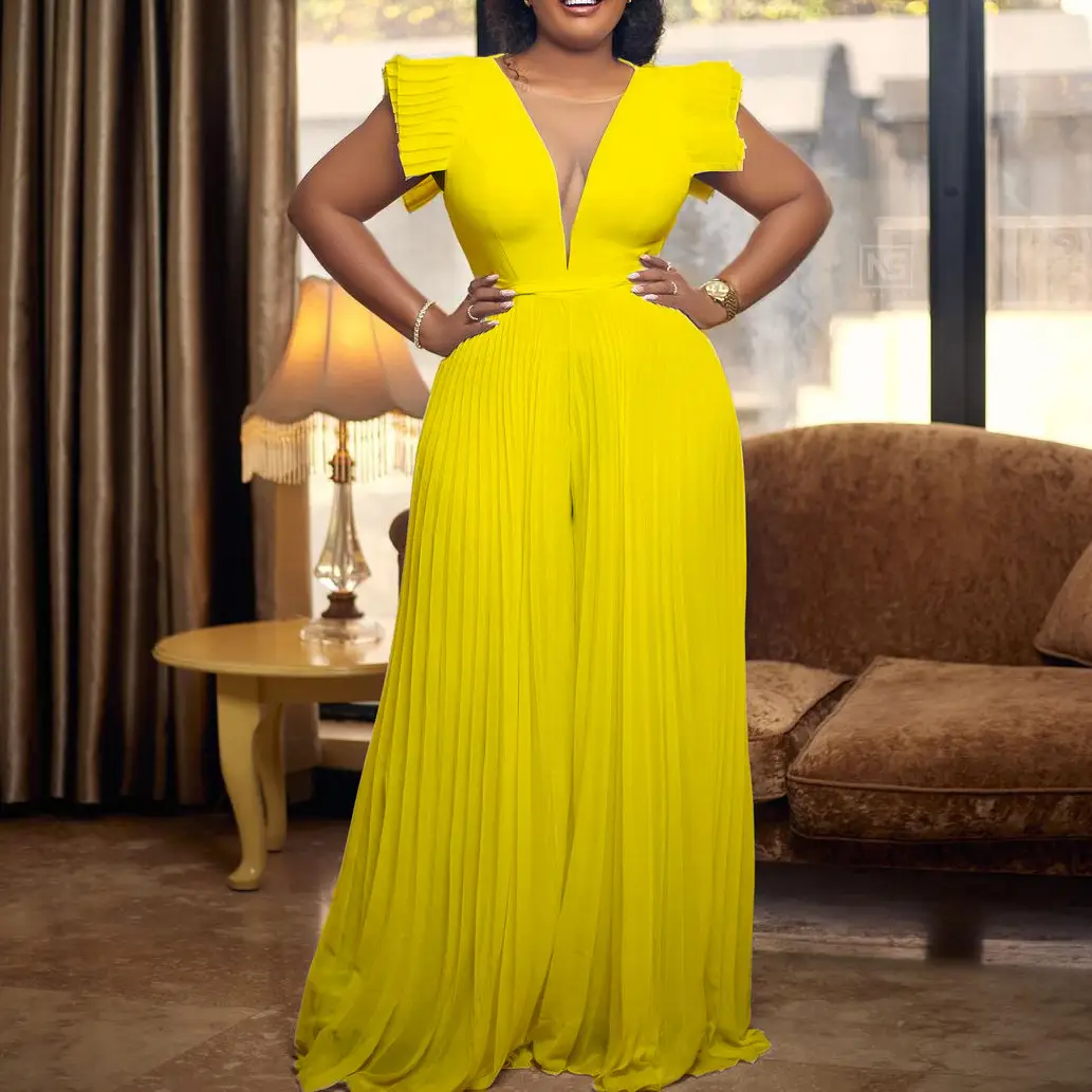 Solid Color High Waist Wide Leg Jumpsuit