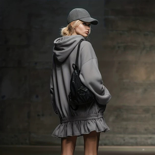 Casual Sporty Commuter Hooded Sweatshirt Dress