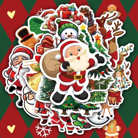 Santa Claus Stationery Scooter Notebook Waterproof Stickers
