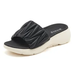 Platform Slippers Lightweight Non-slip Comfortable Casual Sports Style Women's Shoes - Black - View 1