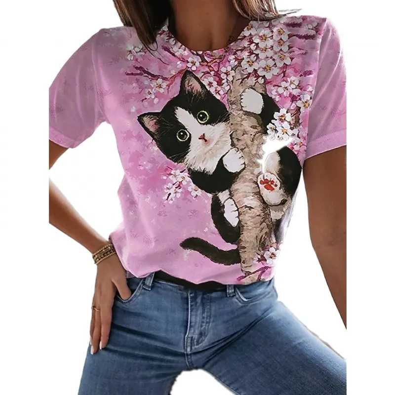 Top Cat T-shirt Short Sleeve Casual Women's Round-neck - Cat Series4-S