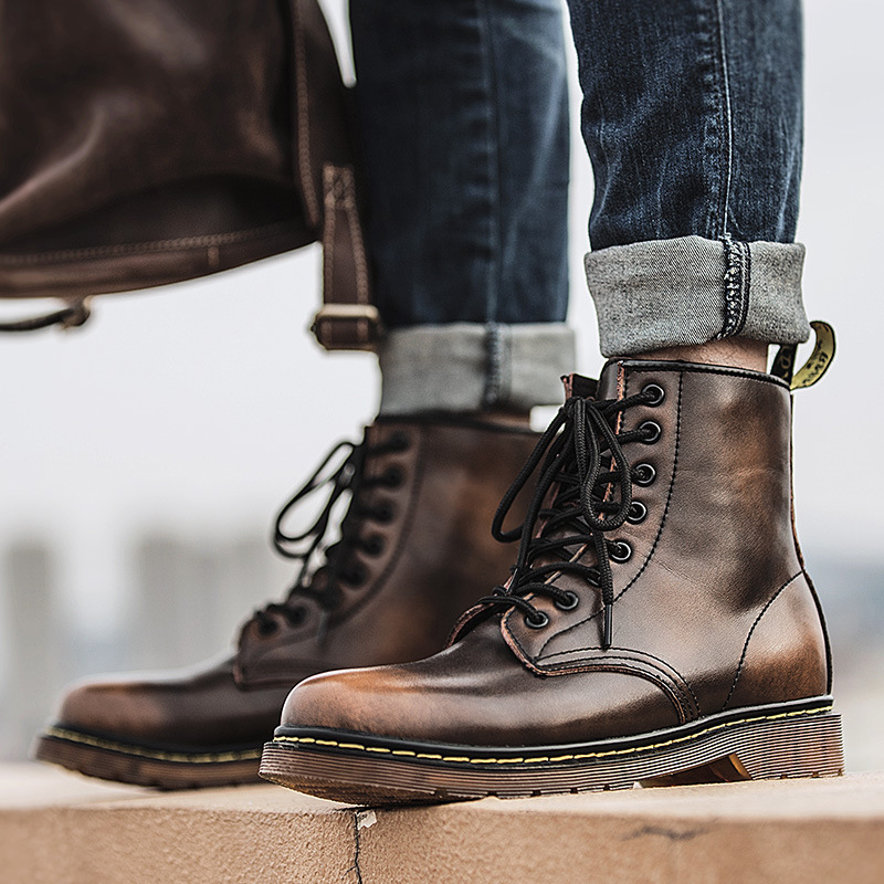 Men's High-top Classic Fleece-lined Motorcycle Boots