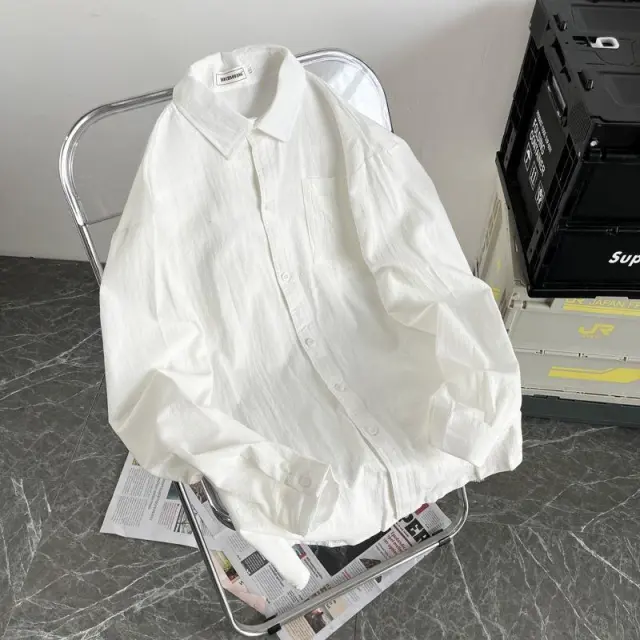 Men's Style Trendy Loose Casual Shirt White - Shop at LoveMi