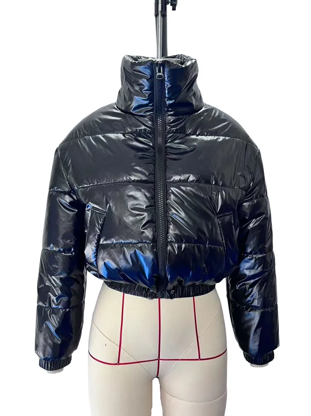 Street Cool Short Cotton Jacket Jacket Stand Collar Zipper Jacket Black - Shop at LoveMi