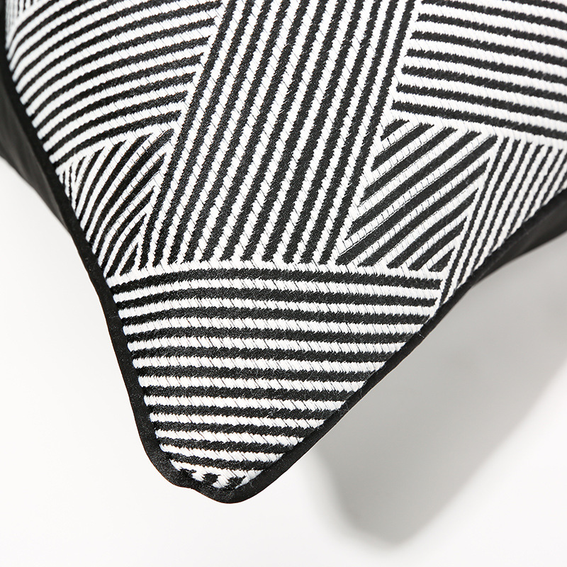 Black And White Striped Hotel Villa B & B Living Room Bedroom Pillow Cover