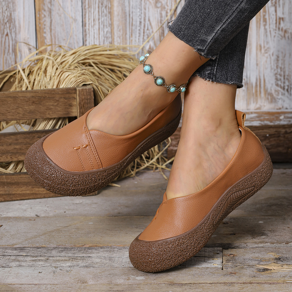 Low-cut Flat-heeled Breathable Comfortable Round-toe Shoes