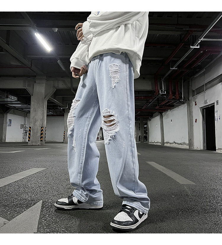 Title 8, Mens Solid Color Ripped Denim Cropped Pants, S...