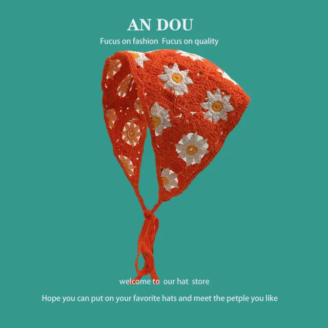 Spring And Autumn Fashion Knitted Crocheted Hollow Triangular Binder Women Orange Daisy - Shop at LoveMi