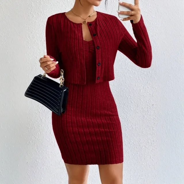Women's French style Pure And Sexy Fashion Suit Slim Short Jacket Dress Red - Shop at LoveMi