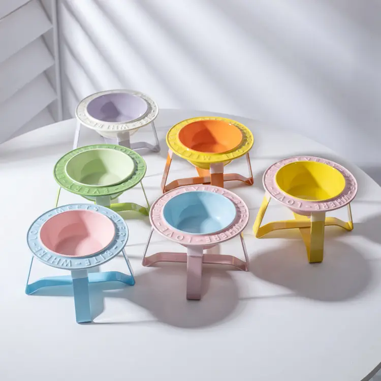 UFO Ceramic Cat Bowl Dog Rack Neck