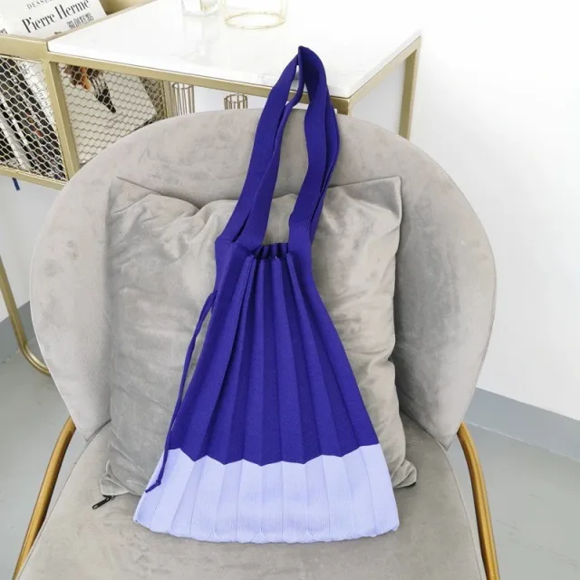 Korean Weaving Shopping Bag Special interest Design Blue - Shop at LoveMi