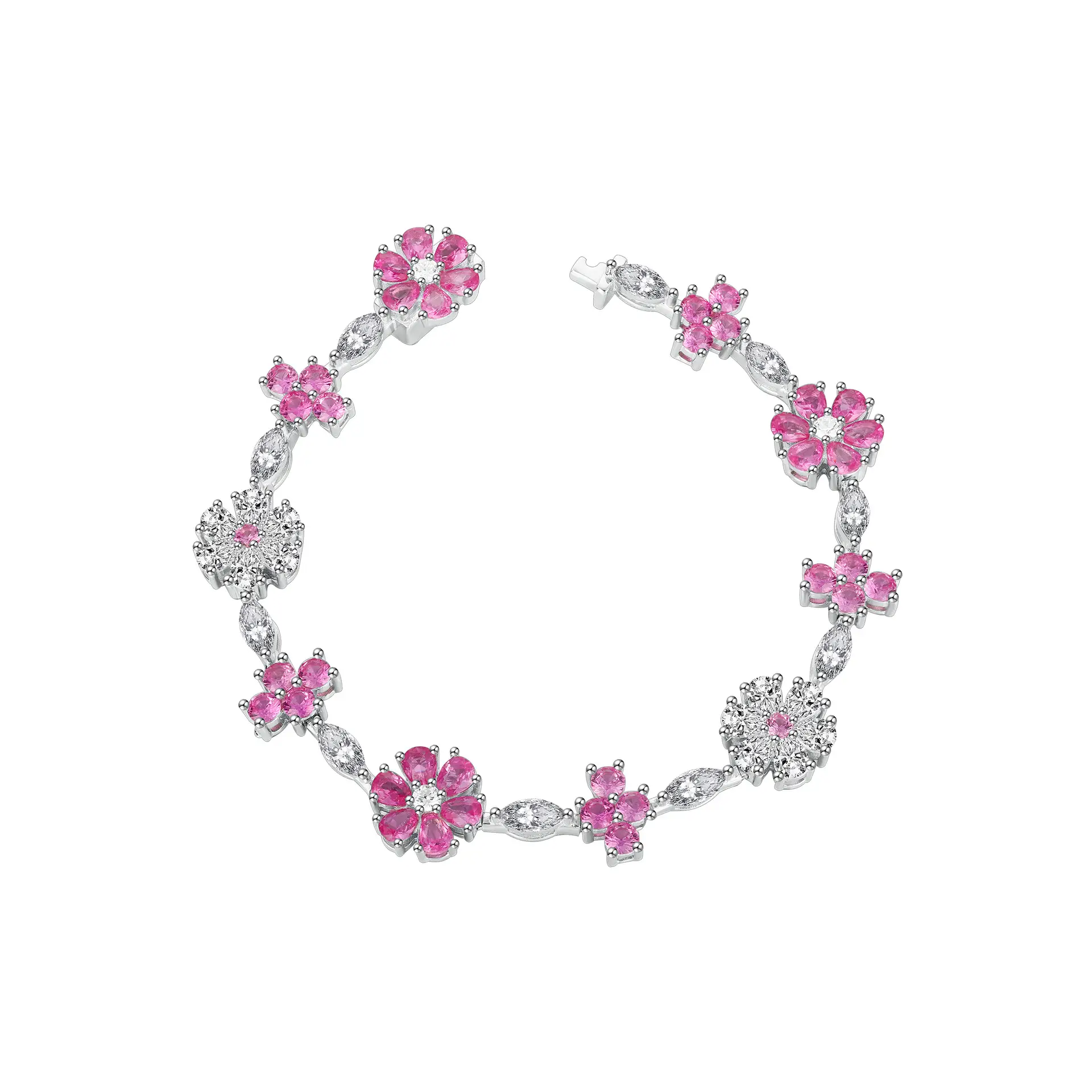 Exquisite Elegant Full Diamond Blue Flower Bracelet