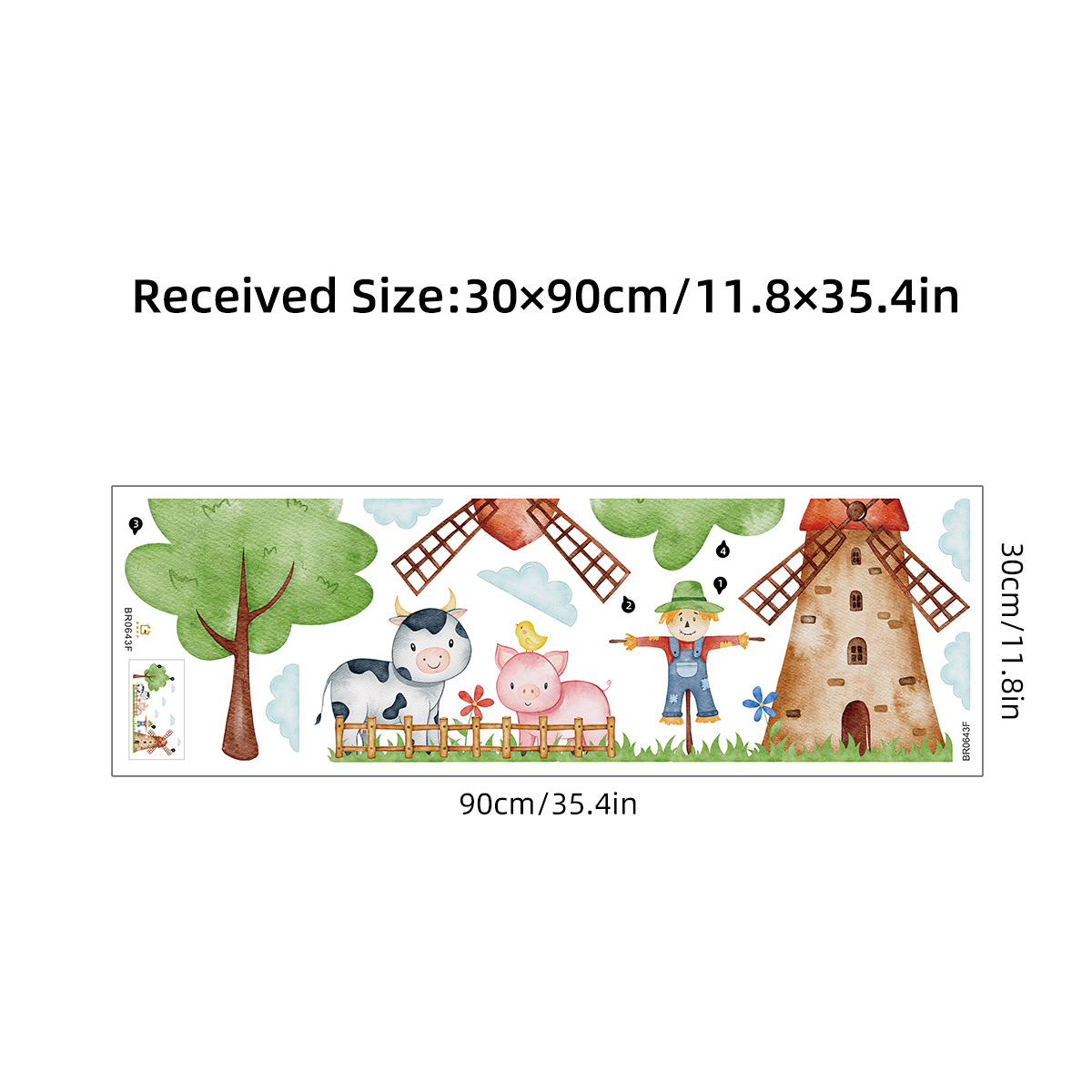 Title 1, Cartoon Farm Windmill Scarecrow Wall Stickers