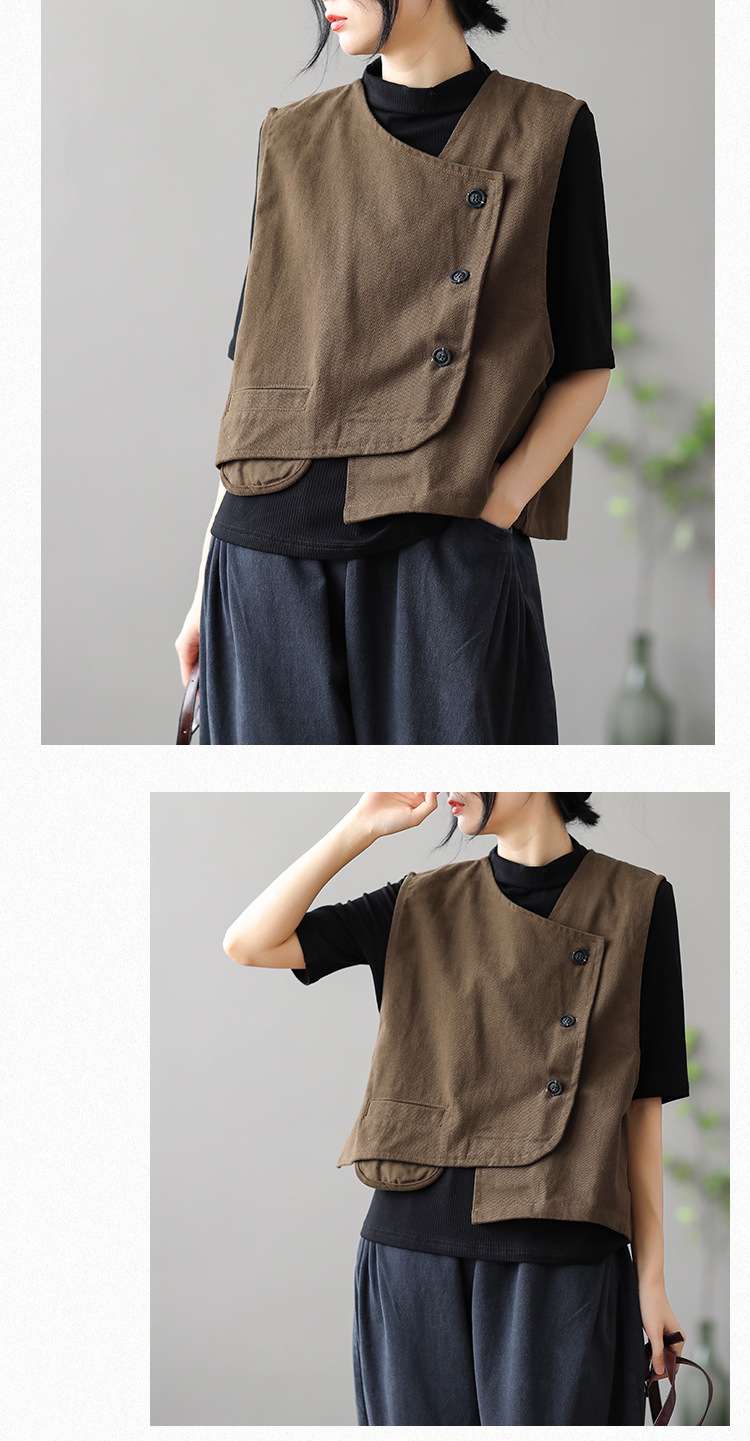 Women's straight-cut vest – black colorway styled for office commute