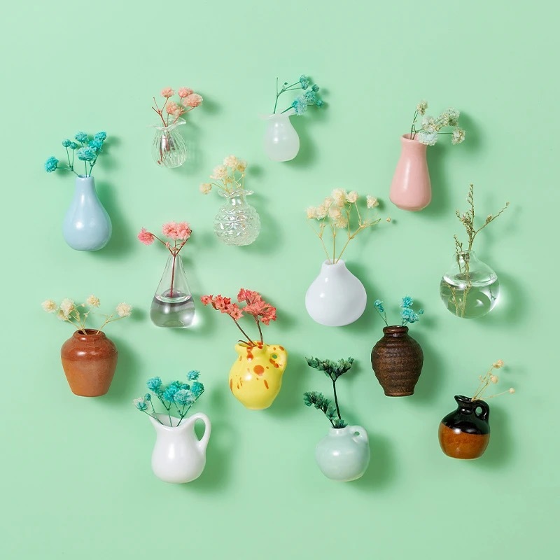 Creative Plant Decoration, Cute Ceramic Flower Vase Fridge Magnet