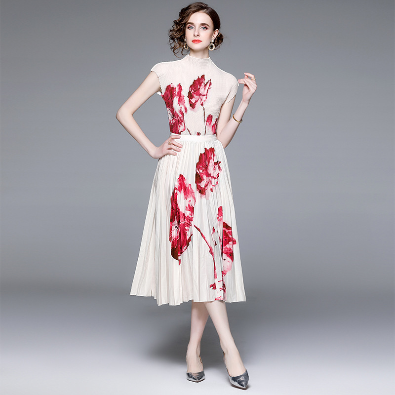 Pleated Two-Piece Top and Skirt Set, picture 5 of 11