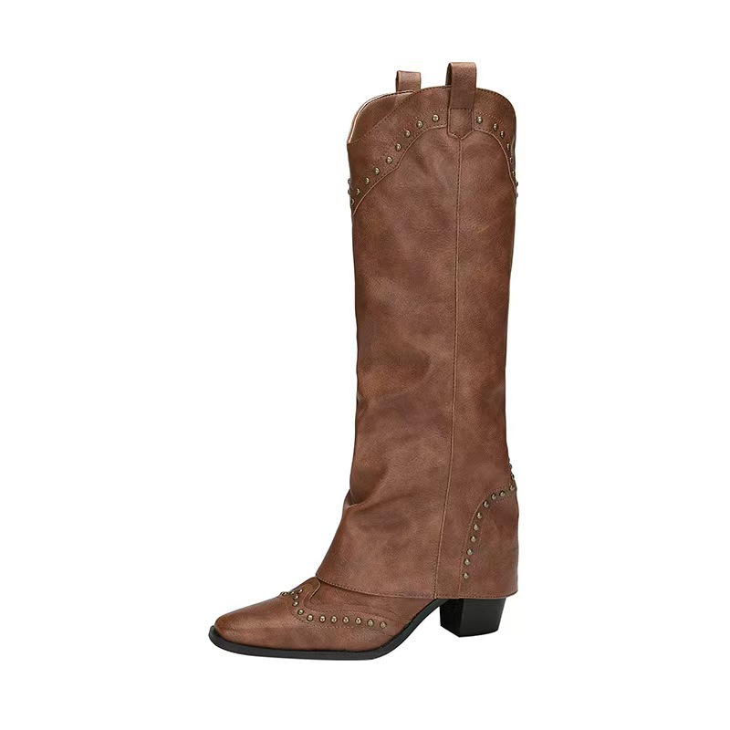 Leather Pointed-Toe Western Boots, picture 2 of 5