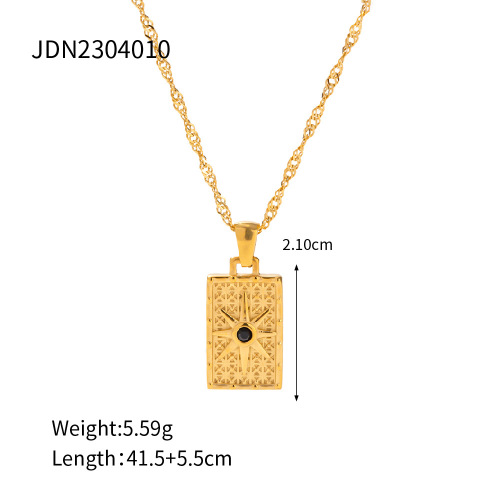 Stainless Steel Eight Awn Star Zircon Necklace High-grade