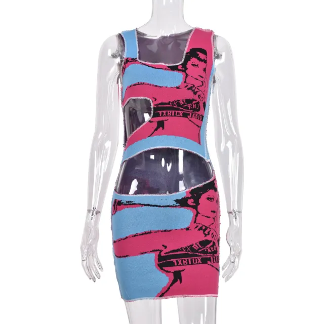Sexy Hollow out Slim fit Knitted Sweater Dress For Women Blue - Shop at LoveMi