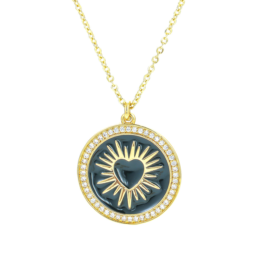 Round Colorful Oil Necklace Pendant Necklace